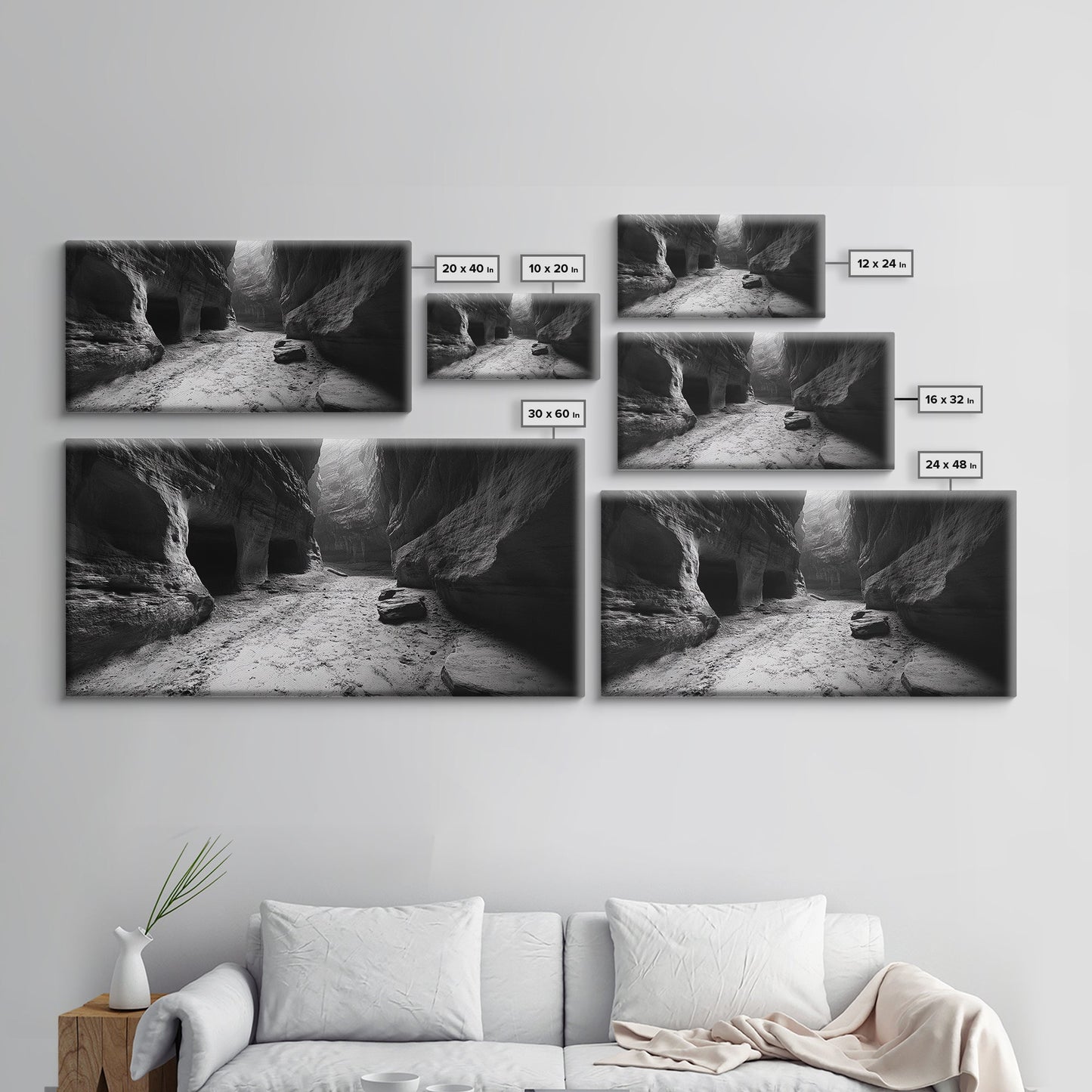 Sandstone Canyon Light, Desert Rock Passage, Dramatic Cliff Scene, Framed Canvas Print, Adventure Art, Hallway or Den Wall Decor