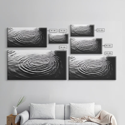 Zen-Motiv „Wasserwellen“, abstrakte Bewegung, monochrome Fluid Art, Leinwanddruck, moderne minimalistische Wandkunst, Badezimmer- oder Spa-Raumdekoration