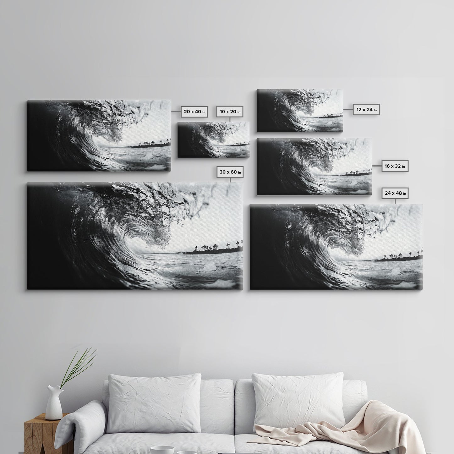 Meereswellenkräuselung, Brandungstunnel, tropische Küste, gerahmter Leinwanddruck, Küstenwandkunst, Strandhausdekoration, Naturfotografie