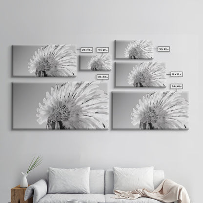 Kopfschmuck der Ureinwohner, Federkrone, Kulturelle Hommage, Leinwanddruck, Boho-Ethno-Dekor, Wandbild fürs Schlafzimmer, Monochromer indigener Stil