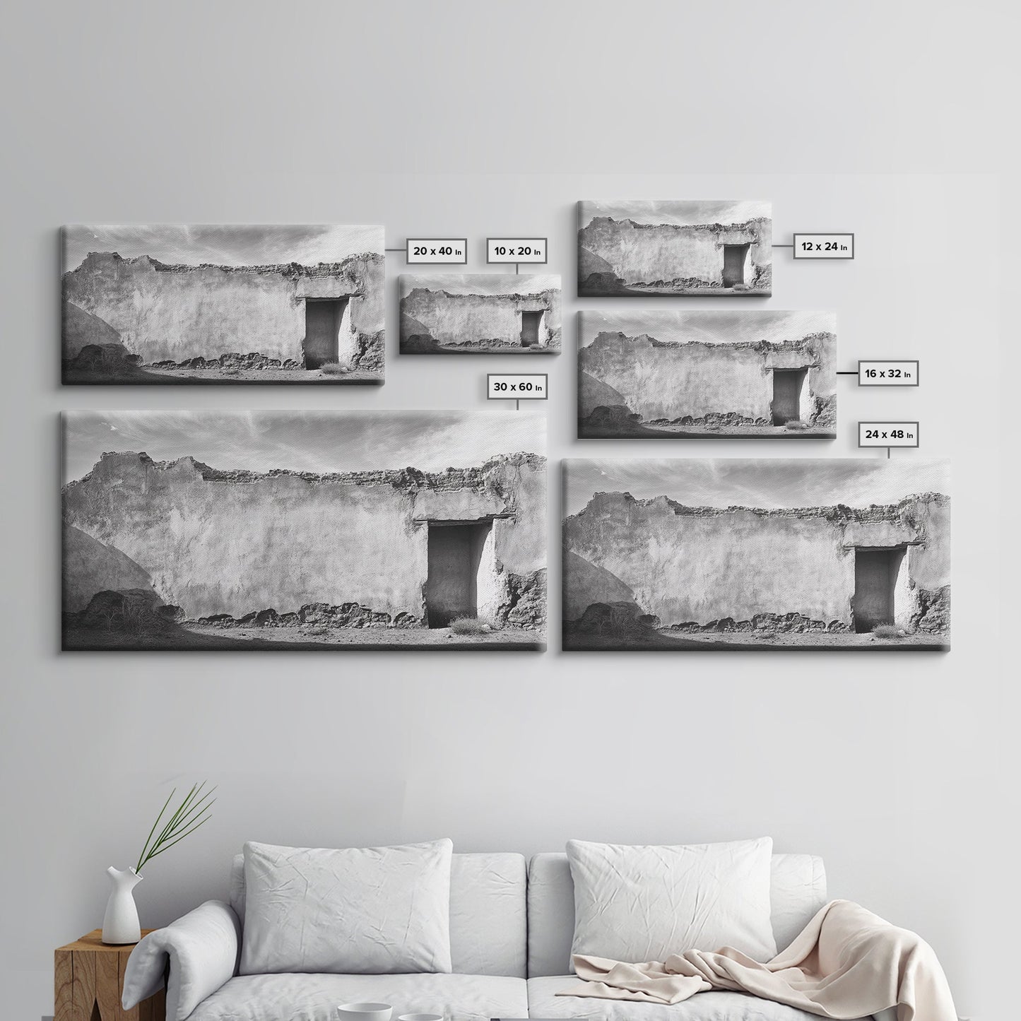 Adobe Wall, Desert Door, Rustic Texture, Framed Canvas Print, Southwest Wall Art, Neutral Earth Tones, Boho Western Living Room Decor