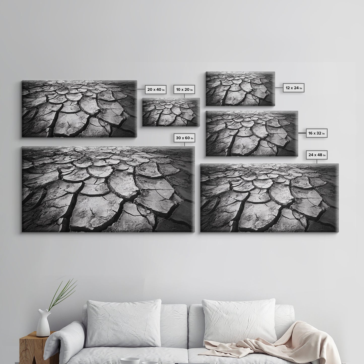 Cracked Earth Texture, Nature Closeup, Desert Minimalism, Earth Tone Art, Canvas Print, Rustic Home Decor, Fall Entryway Wall Art