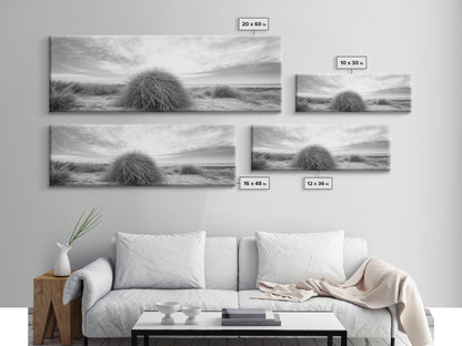 Beach Dunes, Coastal Grass, Nature Serenity, Canvas Print, Minimalist Bedroom Art, Soft Tones, Tranquil Beach Wall Decor