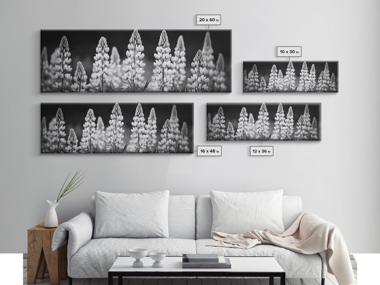 Lupinenblüte, Wilde Schönheit, Blumenstrauß, Leinwanddruck, Botanische Wanddekoration, Moderne Landhauskunst, Frühlingsmotiv fürs Wohnzimmer