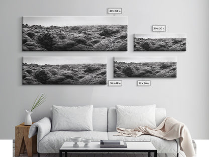 Vulkanmoos, raues Gelände, isländische Landschaft, wilde Naturszene, Leinwanddruck, Erdtöne, Wandbild für den Eingangsbereich, minimalistische Abenteuerkunst