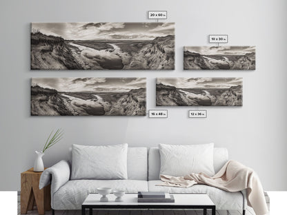 Marsh Landscape, Coastal Grasslands, Autumn Earth Tones, Framed Canvas Print, Fall Wall Art, Farmhouse Style, Rustic Entryway Decor