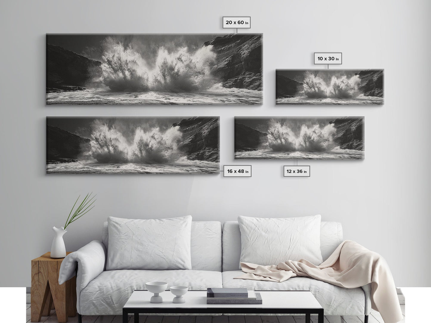 Ocean Splash, Powerful Wave Crash, Coastal Energy Wall Art, Framed Canvas Print, Modern Beach House Decor, Dynamic Living Room Art