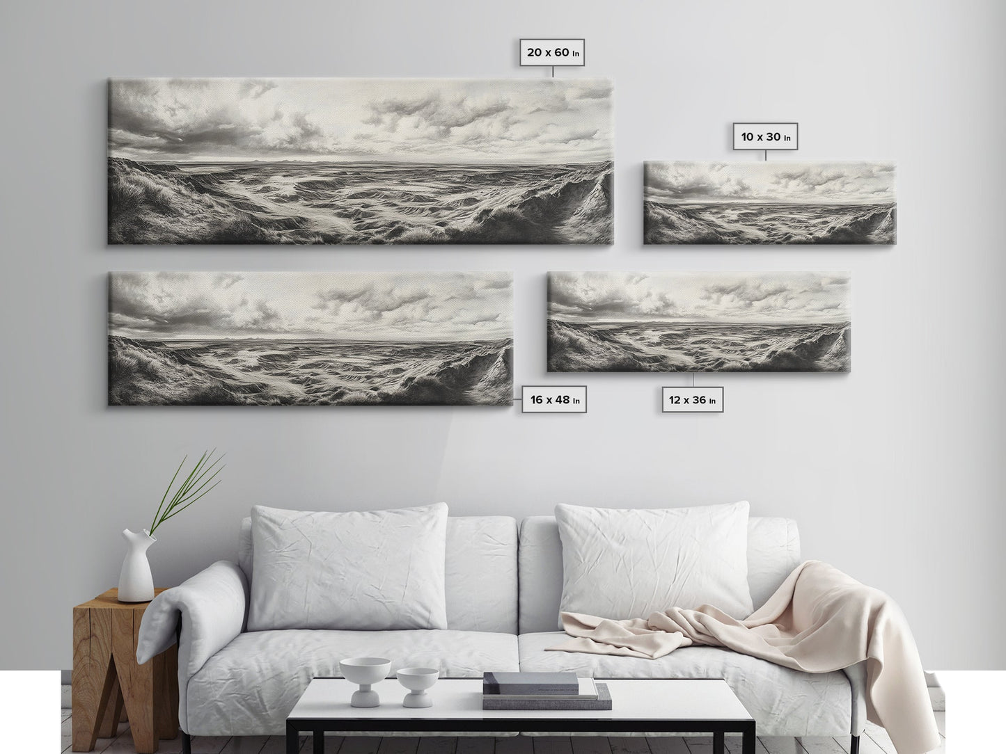 Desert Canyon Scene, Western Landscape, Vast Horizon, Framed Canvas Print, Rustic Wall Art, Neutral Earth Tones, Office Or Living Room