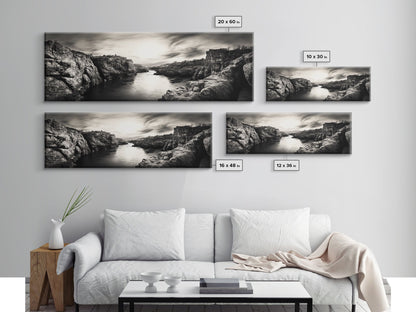 Canyon River Sunset, Dramatic Sky Photography, Nature Scene Art, Framed Canvas Print, Office or Hallway Wall Decor, Bold Earth Tones