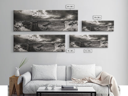 Canyon Storm, Desert Lightning, Dramatic Skies, Framed Canvas Print, Rustic Landscape Wall Art, Living Room Western Decor