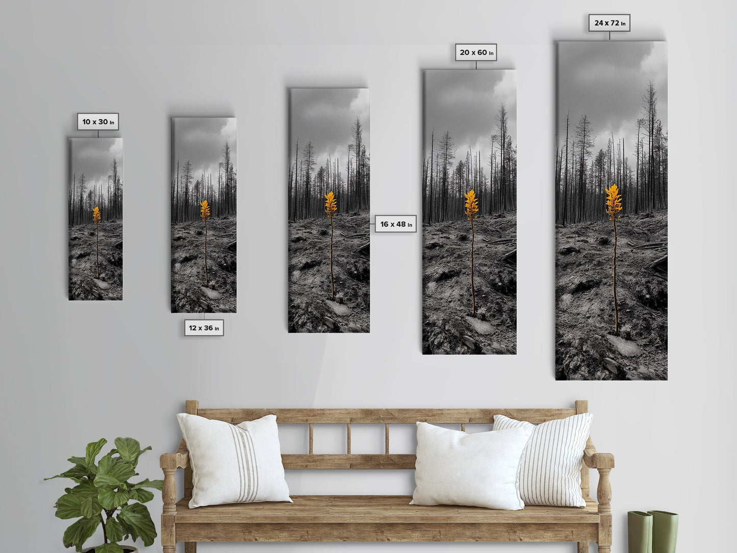Lone Sprout, Forest Renewal, Emotional Nature Scene, Moody Landscape Art, Framed Canvas Print, Autumn Wall Decor, Rustic Nature Style