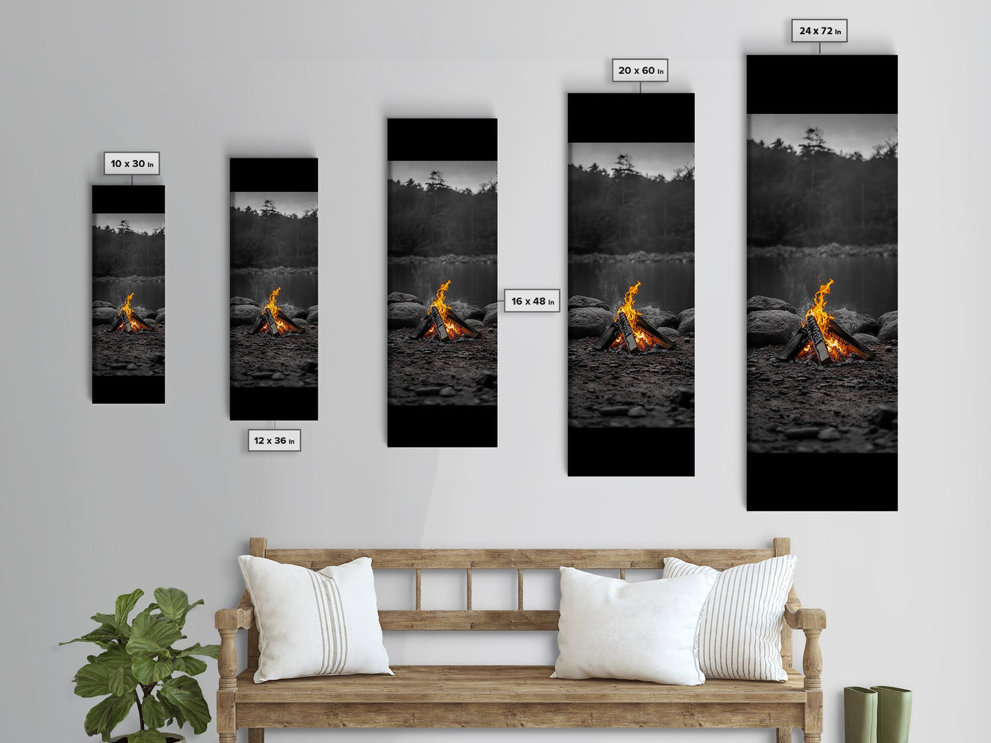 Campfire Serenity, Rustic Landscape, Outdoor Flames, Canvas Print, Cabin Wall Art, Autumn Nature Decor, Adventure Themed Art