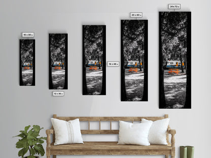 Camper Life, Autumn Picnic, RV Camping Scene, Framed Canvas Print, Rustic Travel Decor, Nature Wall Art, Adventure Home Style