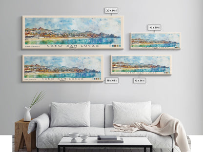 Cabo San Lucas, Mexico Watercolor Print, Vacation Gift, Mexico Wall Art, Beach Painting, Beach Decor, Large Wall Art, Wood Frame Art