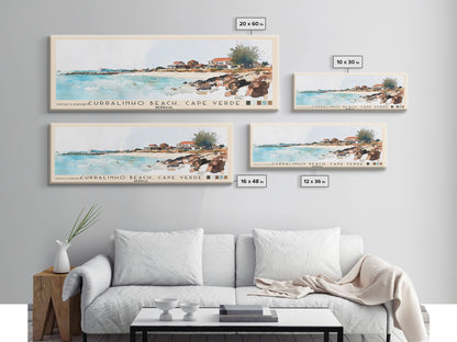 Curralinho Beach, Cape Verde, Senegal Watercolor Print, Vacation Gift, Senegal Wall Art, Beach Painting, Beach Decor, Large Wall Art, Wood Frame Art