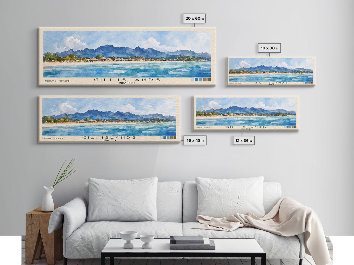 Gili Islands, Indonesia Watercolor Beach Print, Vacation Gift, Indonesia Wall Art, Beach Painting, Beach Decor, Beach Painting