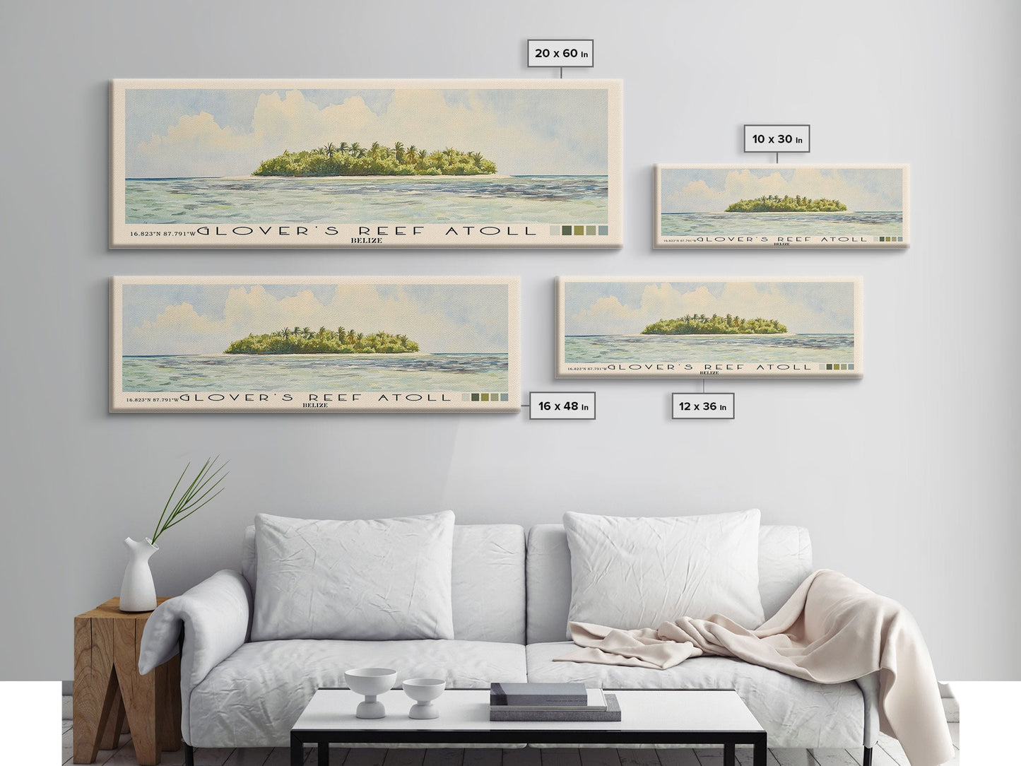 Glover’s Reef Atoll, Belize Watercolor Beach Print, Vacation Gift, Belize Wall Art, Beach Painting, Beach Decor, Beach Painting