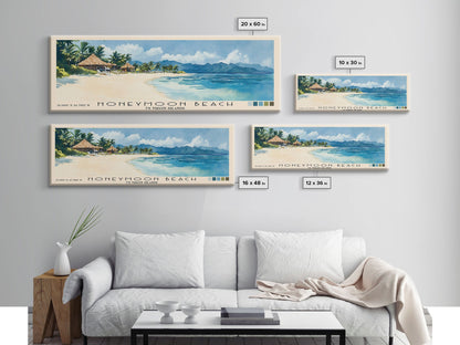 Honeymoon Beach, Fiji Watercolor Print, Vacation Gift, Fiji Wall Art, Beach Painting, Beach Decor, Large Wall Art, Wood Frame Art