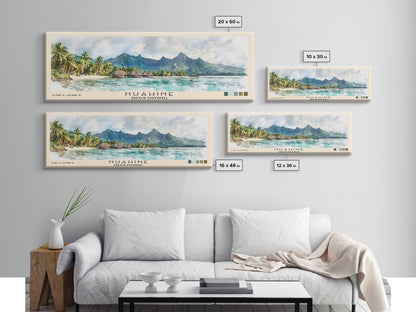Huahine, French Polynesia Watercolor Print, Vacation Gift, French Polynesia Wall Art, Beach Painting, Beach Decor, Large Wall Art, Wood Frame Art