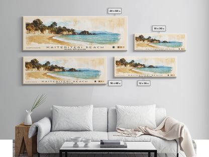 Kaiteriteri Beach, Nelson, New Zealand Watercolor Print, Vacation Gift, Nelson, New Zealand Wall Art, Beach Painting, Beach Decor, Large Wall Art, Wood Frame Art