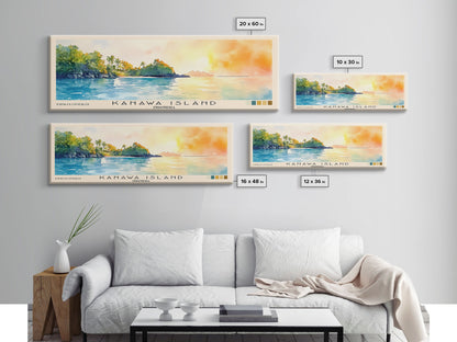 Kanawa Island, Indonesia Watercolor Print, Vacation Gift, Indonesia Wall Art, Beach Painting, Beach Decor, Large Wall Art, Wood Frame Art