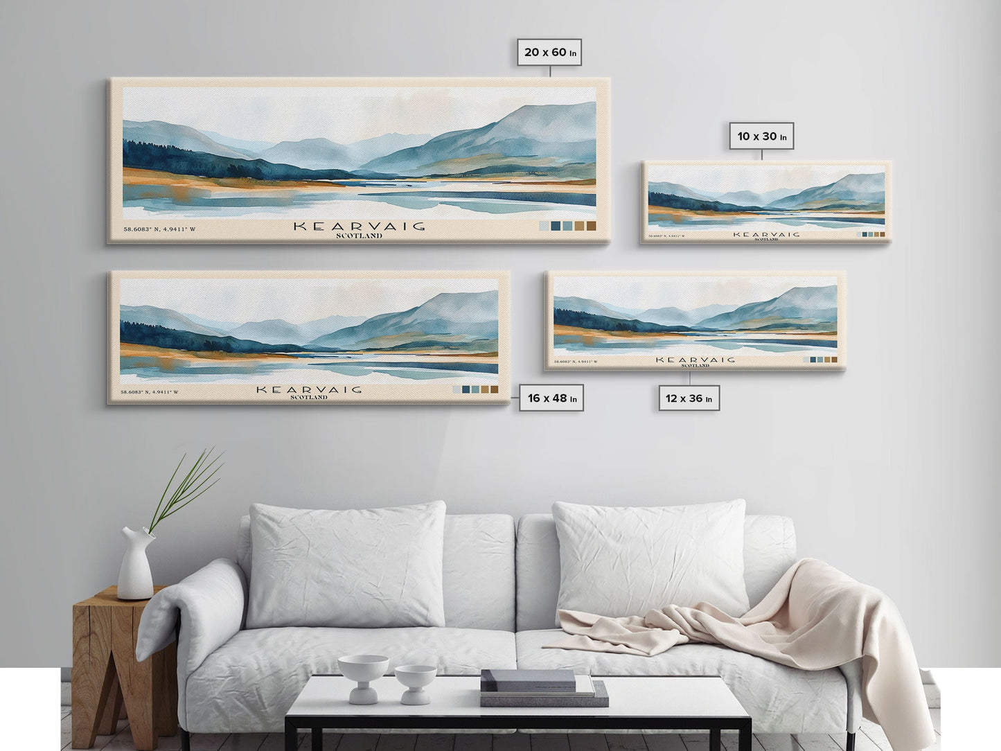 Kearvaig, Scotland Watercolor Print, Vacation Gift, Scotland Wall Art, Beach Painting, Beach Decor, Large Wall Art, Wood Frame Art