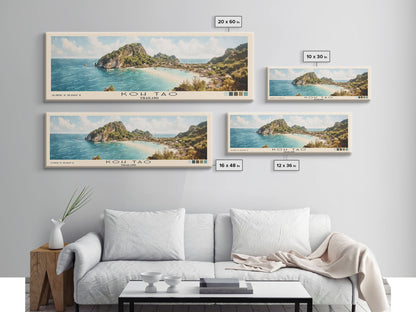 Koh Tao, Thailand Watercolor Print, Vacation Gift, Thailand Wall Art, Beach Painting, Beach Decor, Large Wall Art, Wood Frame Art