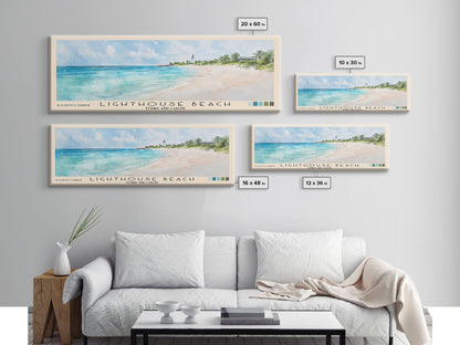 Lighthouse Beach, Turks and Caicos Watercolor Beach Print, Vacation Gift, Turks and Caicos Wall Art, Framed Canvas Print, Framed Beach Painting