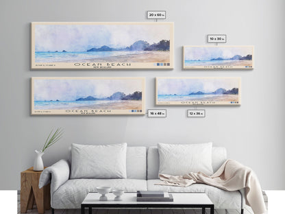 Ocean Beach, New Zealand Watercolor Print, Vacation Gift, New Zealand Wall Art, Beach Painting, Beach Decor, Large Wall Art, Wood Frame Art
