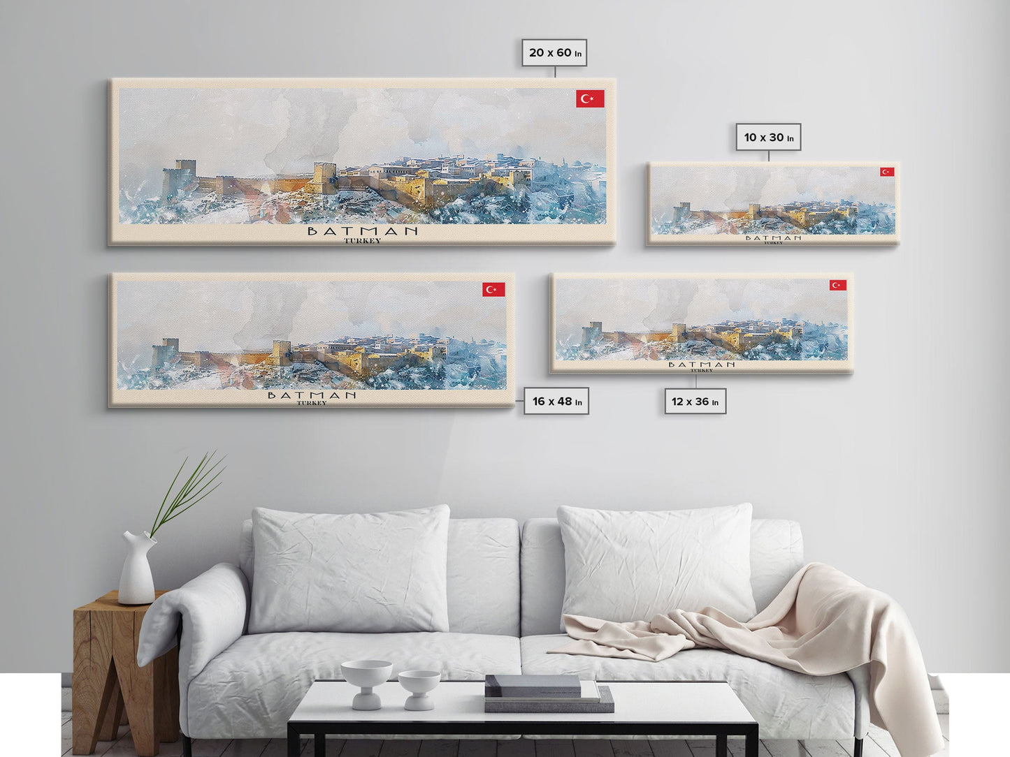 Batman TurkeyPanoramic Travel Poster, Framed Canvas Print or Metal Wall Art, Travel Art, Home Decor, Panoramic Painting, Midcentury Art