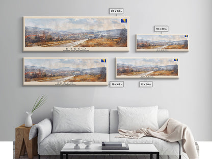 Brčko Bosnia Wall Art, Panoramic Travel Poster, Panoramic Framed Canvas Print, City Wall Art, Wall Hanging Home Decor, Travel Art