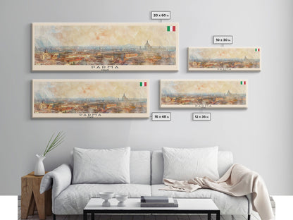 Parma Italy Wall Art, Panoramic Travel Poster, Panoramic Framed Canvas Print, City Wall Art, Wall Hanging Home Decor, Travel Art