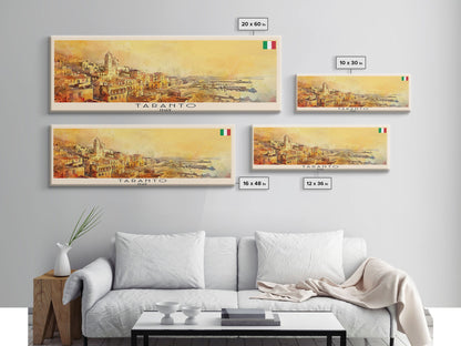 Taranto Italy Travel Art, City Art, Framed Canvas Print or Metal Wall Art, Europe Travel Poster, Panoramic Wall Art, Extra Wide Wall Art
