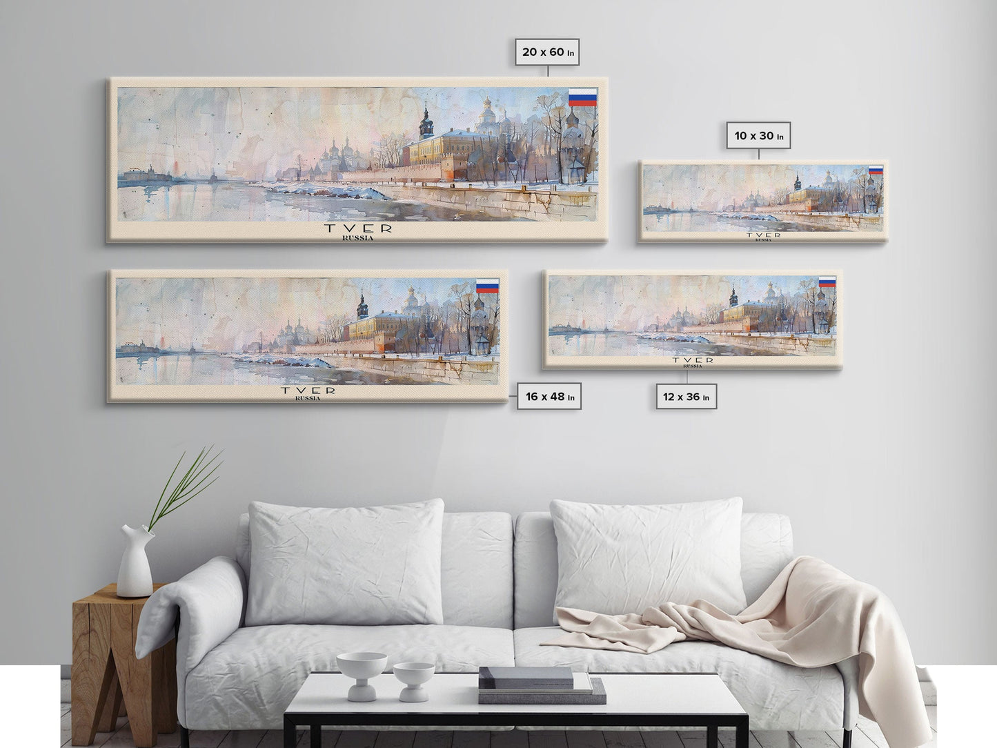 Reisekunst aus Twer, Russland, Stadtkunst, gerahmter Leinwanddruck oder Wandbild aus Metall, Europa-Reiseposter, Panorama-Wandbild, extra breites Wandbild