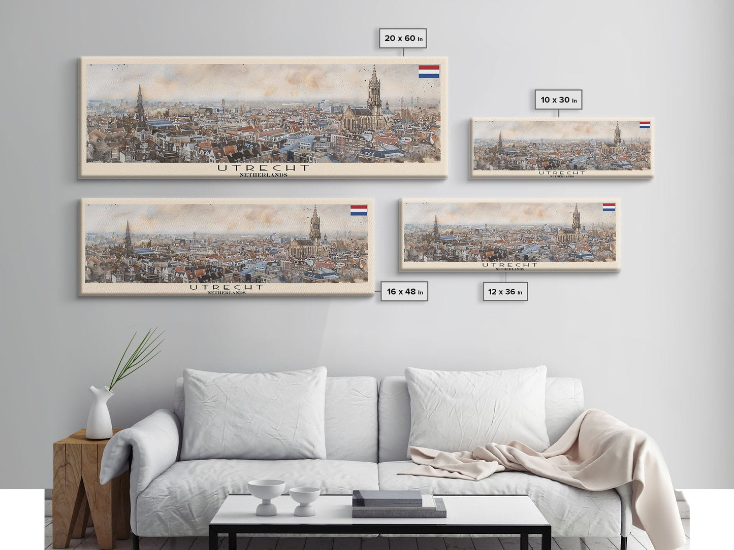 Utrecht, Niederlande – Kunstdruck für die Wand, Panorama-Stadtansicht, Reisekunst, Wanddekoration, Urlaubsgeschenk, gerahmter Leinwanddruck oder Metallbild