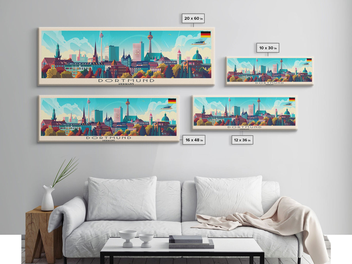 Dortmund Germany Wall Art, Panoramic Travel Poster, Panoramic Framed Canvas Print, City Wall Art, Wall Hanging Home Decor, Travel Art