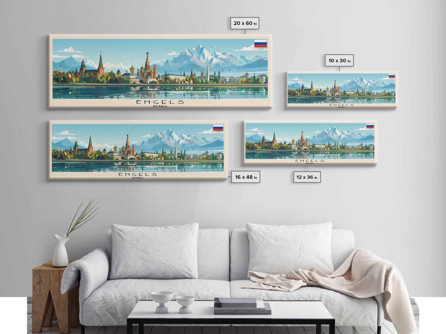 Engels Russia Panoramic Travel Poster, Framed Canvas Print or Metal Wall Art, Travel Art, Home Decor, Panoramic Painting, Midcentury Art