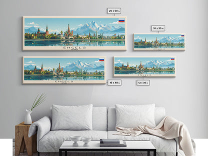 Engels Russia Panoramic Travel Poster, Framed Canvas Print or Metal Wall Art, Travel Art, Home Decor, Panoramic Painting, Midcentury Art