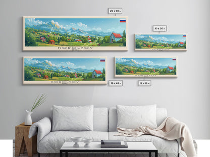 Korolyov Russia Wall Art, Panoramic Travel Poster, Panoramic Framed Canvas Print, City Wall Art, Wall Hanging Home Decor, Travel Art
