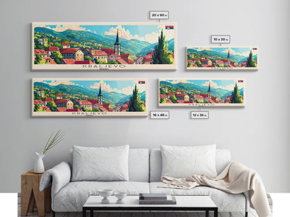 Kraljevo Serbia Panoramic Travel Poster, Framed Canvas Print or Metal Wall Art, Travel Art, Home Decor, Panoramic Painting, Midcentury Art
