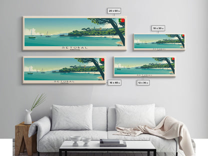Setbal Portugal Travel Print Wall Art, Panoramic City Art, Travel Art, Wall Decor, Vacation Gift, Framed Canvas Print Or Metal Art