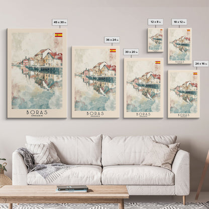 Borås Sweden Travel Poster Framed Canvas Print, Wall Art, Home Decor, Travel Print, Coastal Scene, Minimalist Art, Original Art