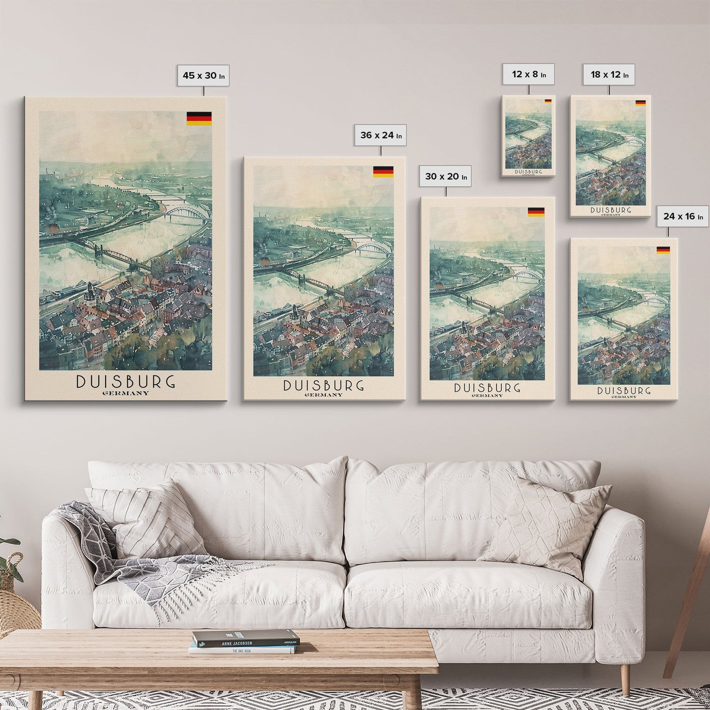 Duisburg, Germany Framed Canvas Print. Ideal Wall Art for Modern Living Room or Bedroom Decor, Stunning Urban Travel Poster.