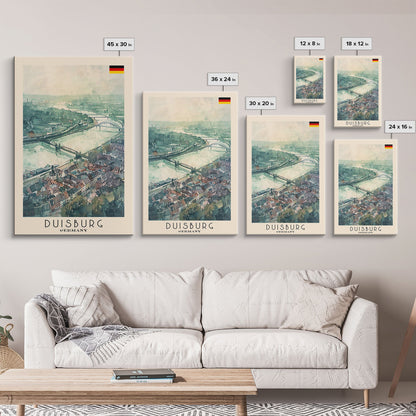 Duisburg, Germany Framed Canvas Print. Ideal Wall Art for Modern Living Room or Bedroom Decor, Stunning Urban Travel Poster.