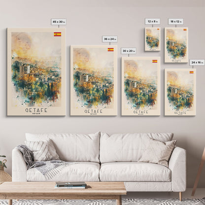 Getafe Spain Skyline Art, Framed Canvas Print, Bedroom Wall Art, Travel Poster Art, Home Decoration, Spanish Art