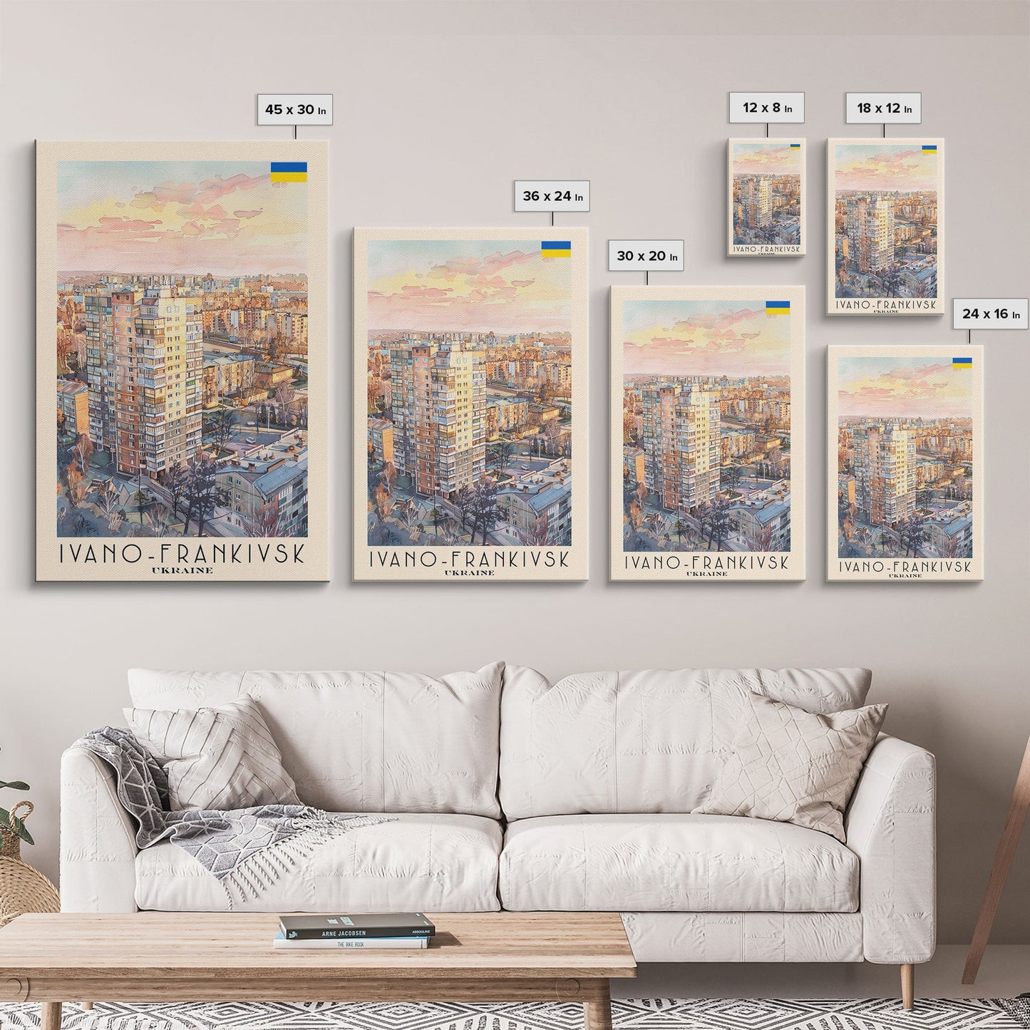 Ivano-Frankivsk Ukraine Cityscape Art Print, Sunset View Canvas Print for Home Decor, Travel Poster for Living Room Wall Art, Ukrainian Scene