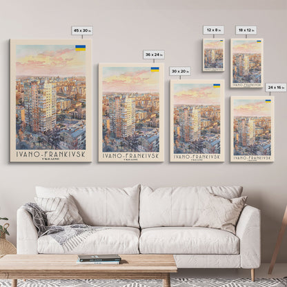 Ivano-Frankivsk Ukraine Cityscape Art Print, Sunset View Canvas Print for Home Decor, Travel Poster for Living Room Wall Art, Ukrainian Scene