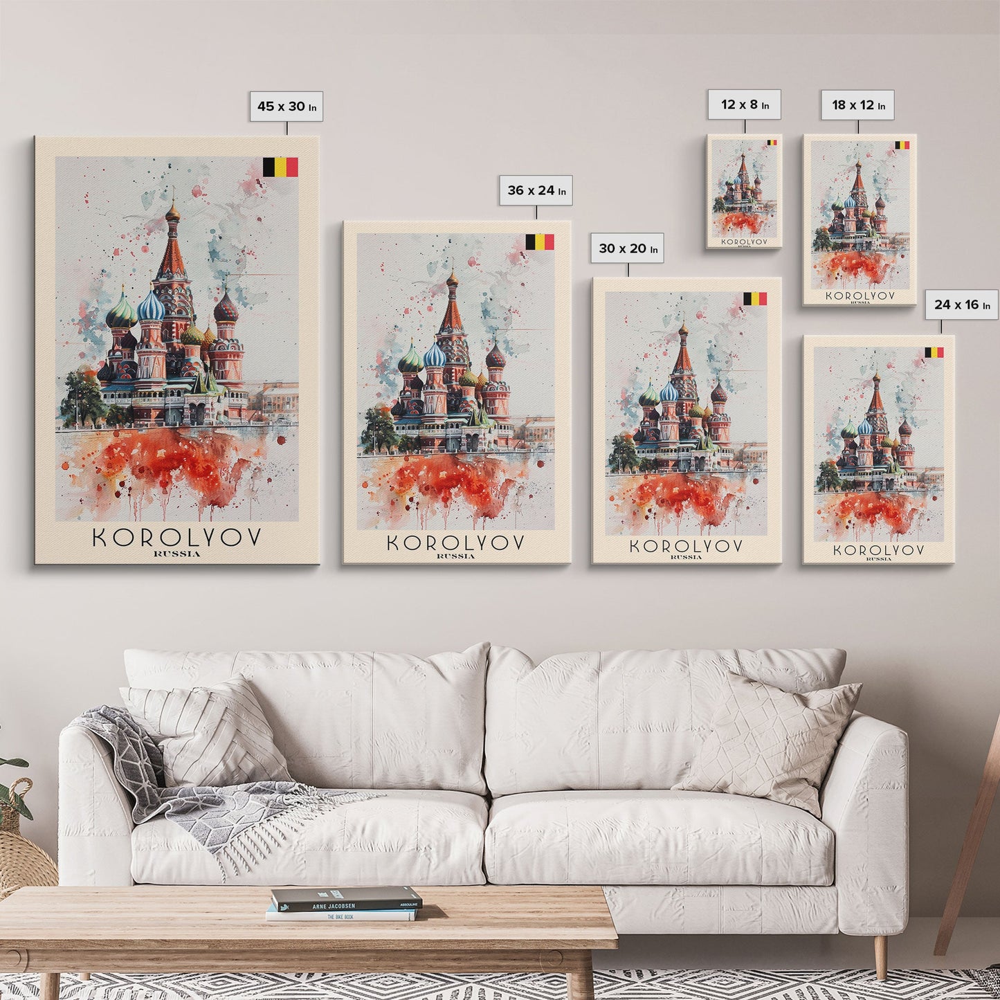 Korolyov Russia Scenic Cityscape, Framed Canvas Print, Travel Poster, Wall Art, Dining Room Decor, Russian Urban Landscape, Cityscape Painting