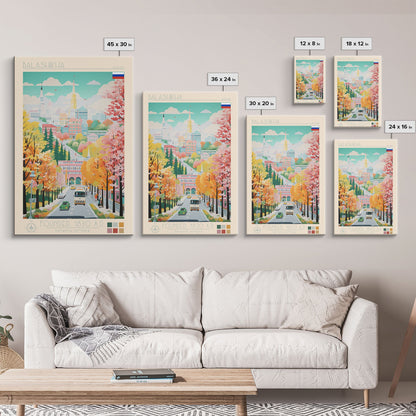 Balashikha Russia Travel Poster Framed Canvas Print, Midcentury Modern Art, Pop Art Wall Decor, Home Decor, Vacation Gift, Living Room Art