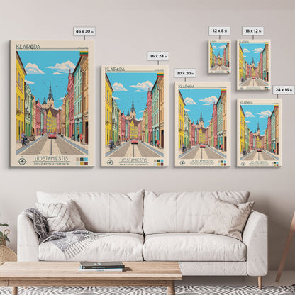 Klaipėda Lithuania Travel Poster Framed Canvas Print, Midcentury Modern Art, Pop Art Wall Decor, Home Decor, Vacation Gift, Office Art
